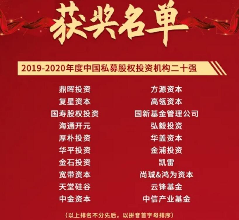 【動態新聞】天堂硅谷榮膺2020全球PE論壇“中國私募股權投資機構二十強”